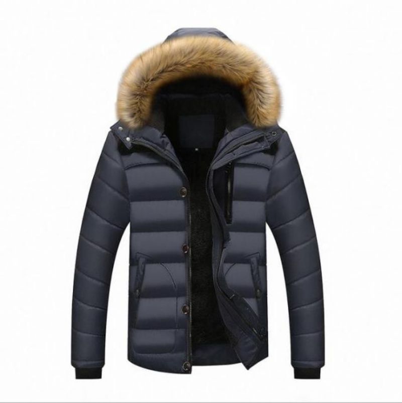 Stijl Winterjassen Herenjassen Mannelijke Parka's Casual Dikke Uitloper Fleecejassen Met Capuchon Warme Overjassen Herenkleding - Rood