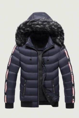 Winter Heren Fluwelen Parka Jas Bontkraag Capuchon Plus Dikke Warme Jas