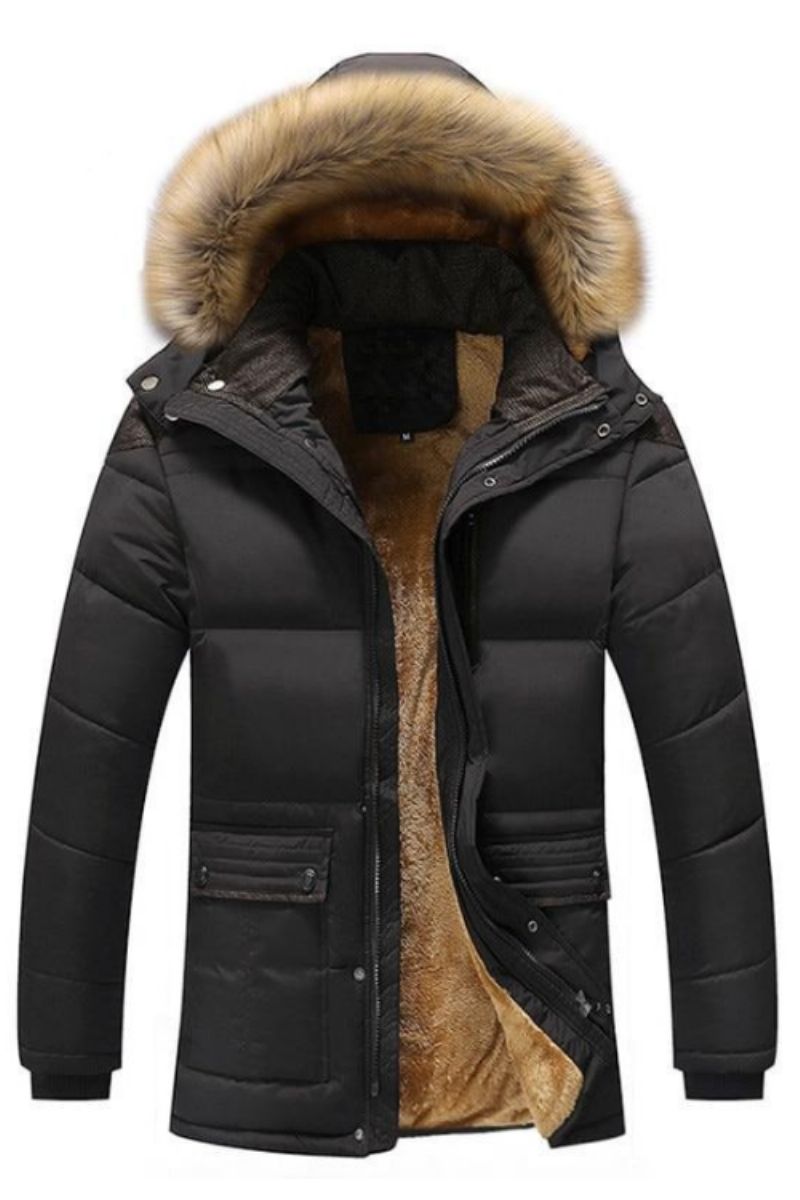 Winter Heren Jas Casual Faux Bontkraag Katoen Thermische Parka's Man Fleece Warm Windjack Hoodies Jassen