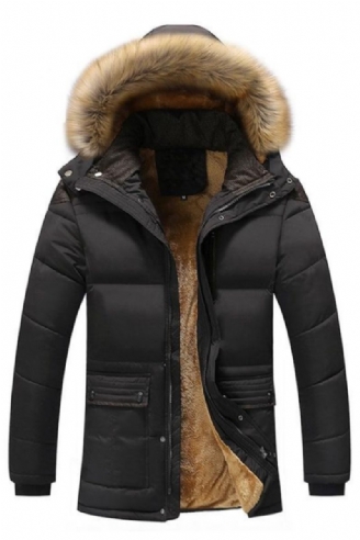 Winter Heren Jas Casual Faux Bontkraag Katoen Thermische Parka's Man Fleece Warm Windjack Hoodies Jassen