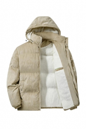 Winterfleece Parka's Heren Gewatteerde Jas Dikke Fleece Jas Casual Effen Opstaande Kraag Mannelijk