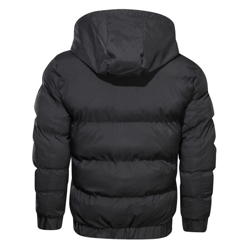 Winterjas Parka's Heren Effen Capuchon Rits Dikker Warme Jassen Waterdichte Herenparka's En - Zwart