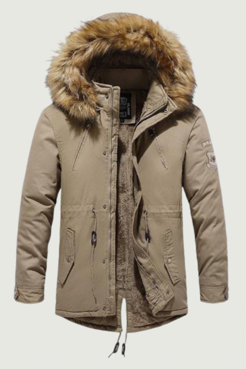 Winterjas Parka's Heren Katoen Dikke Fleece Warme Kraag Parka Met Capuchon Casual Meerdere Zakken Winddichte Jassen