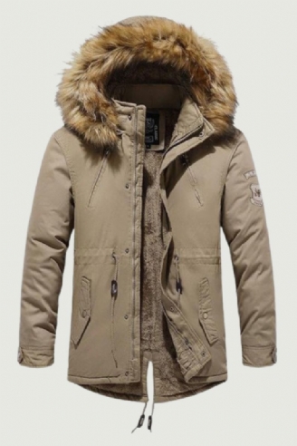 Winterjas Parka's Heren Katoen Dikke Fleece Warme Kraag Parka Met Capuchon Casual Meerdere Zakken Winddichte Jassen