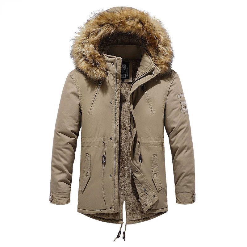 Winterjas Parka's Heren Katoen Dikke Fleece Warme Kraag Parka Met Capuchon Casual Meerdere Zakken Winddichte Jassen - Groen