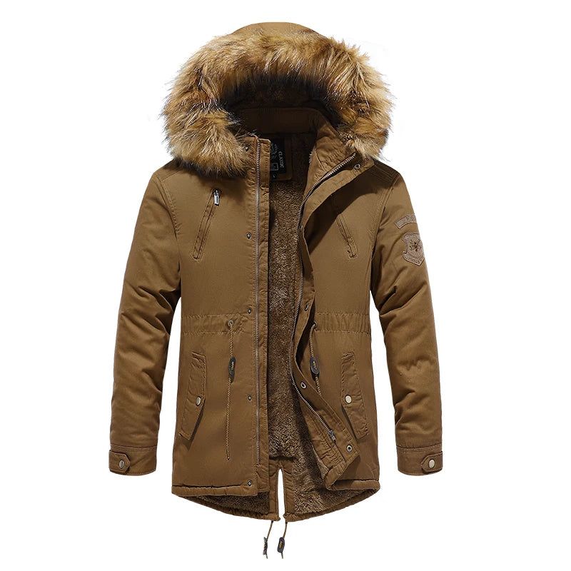 Winterjas Parka's Heren Katoen Dikke Fleece Warme Kraag Parka Met Capuchon Casual Meerdere Zakken Winddichte Jassen - Groen