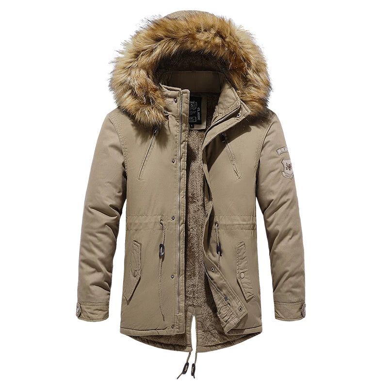 Winterjas Parka's Heren Katoen Dikke Fleece Warme Kraag Parka Met Capuchon Casual Meerdere Zakken Winddichte Jassen - Groen