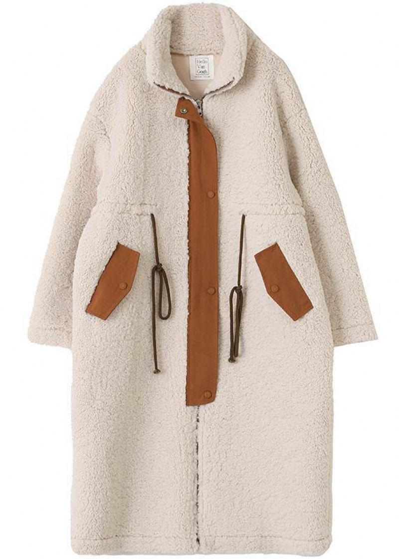 2024 Nude Wollen Jassen Plus Size Winterjas Met Trekkoord En Hoge Hals - Dames winterjassen