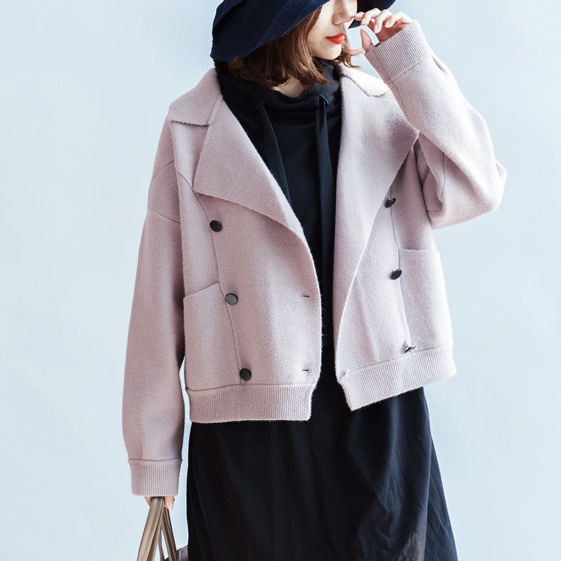 2024 Winter Roze Korte Wollen Jassen Oversized