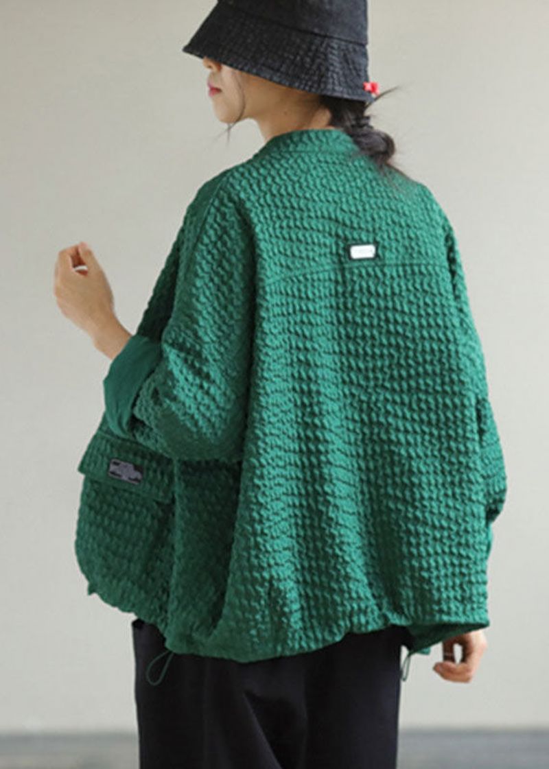 Art Green O-halszakken Patchwork Katoenen Jassen Lente - Dames winterjassen