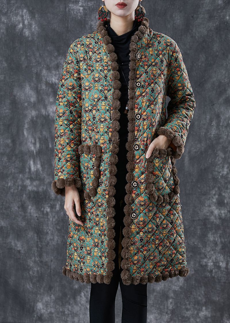 Art Green Oversized Warme Fleecejas Met Print Winter - Dames winterjassen