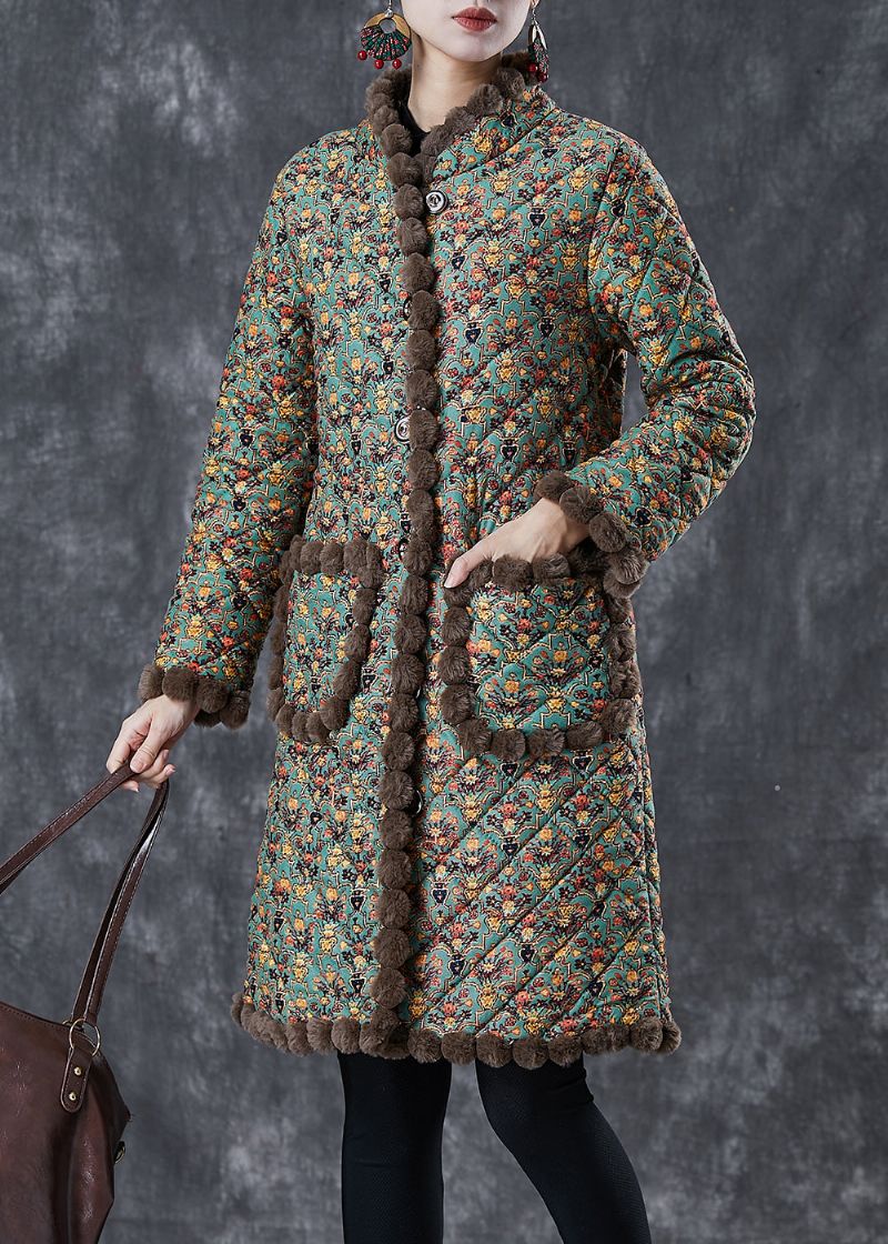 Art Green Oversized Warme Fleecejas Met Print Winter - Dames winterjassen