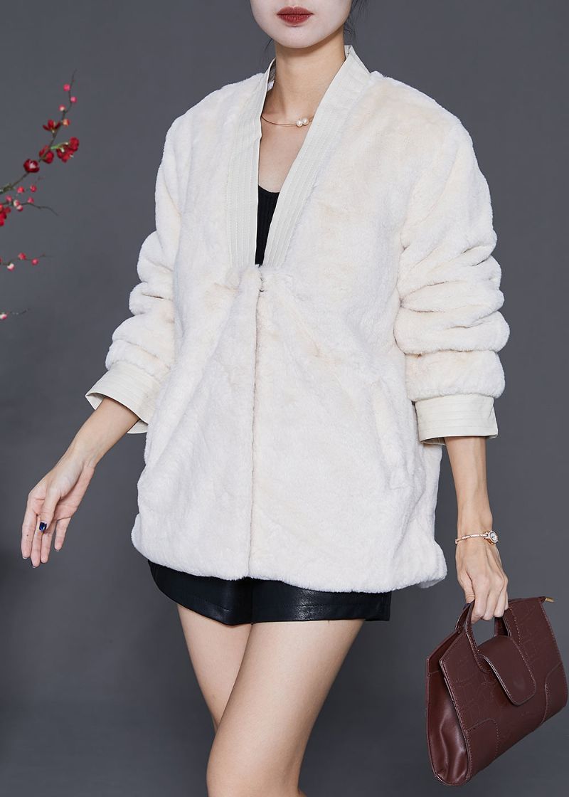 Art White Oversized Warme Pluizige Bont Jassen Winter