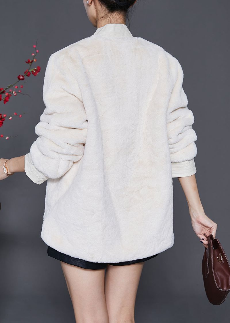 Art White Oversized Warme Pluizige Bont Jassen Winter - Dames winterjassen