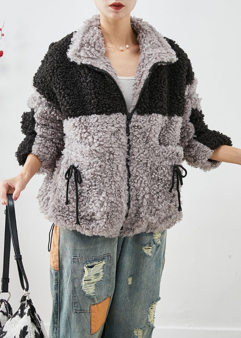 Boheemse Colorblock Oversized Patchwork Zakken Fleece Jassen Winter - Dames winterjassen