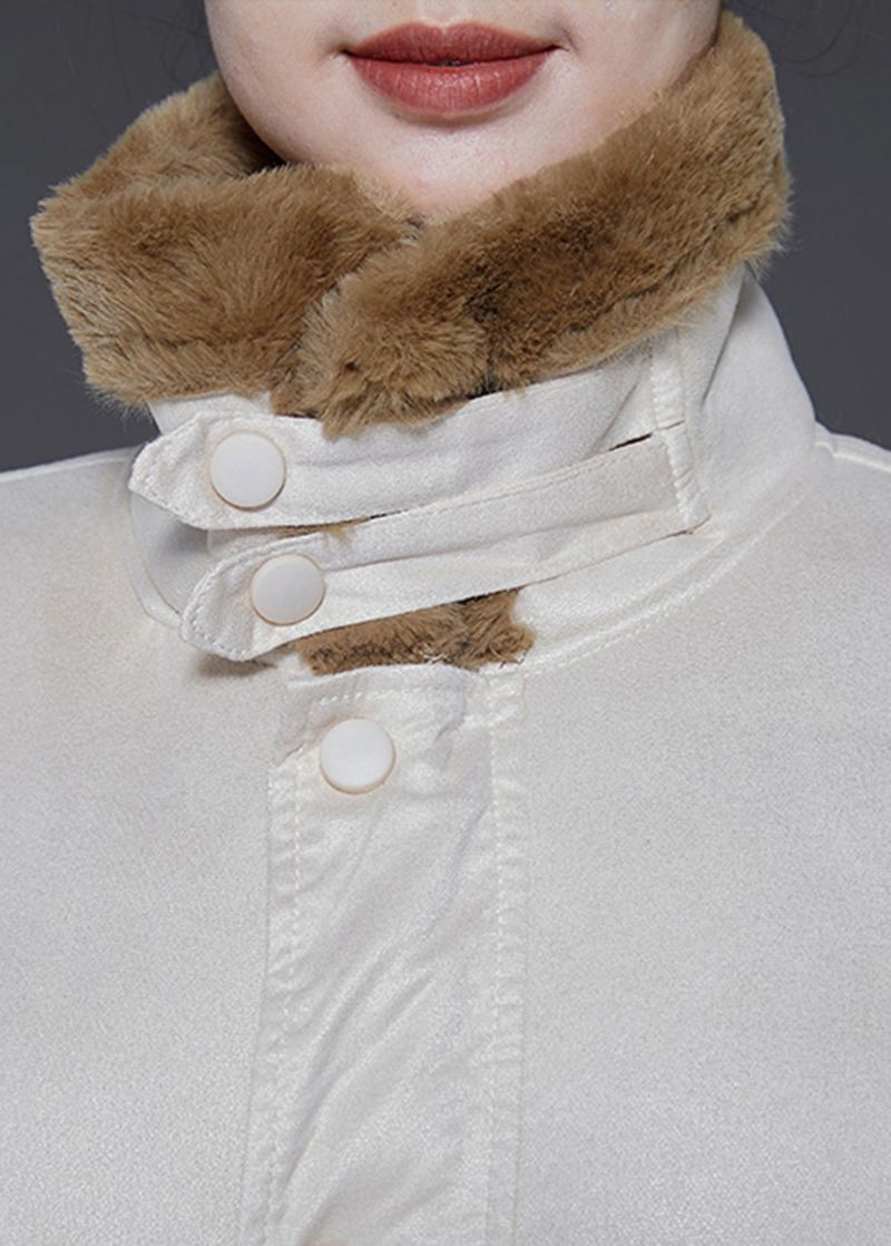 Boho Beige Oversized Dikke Warme Fleece Trench Winter - Dames winterjassen