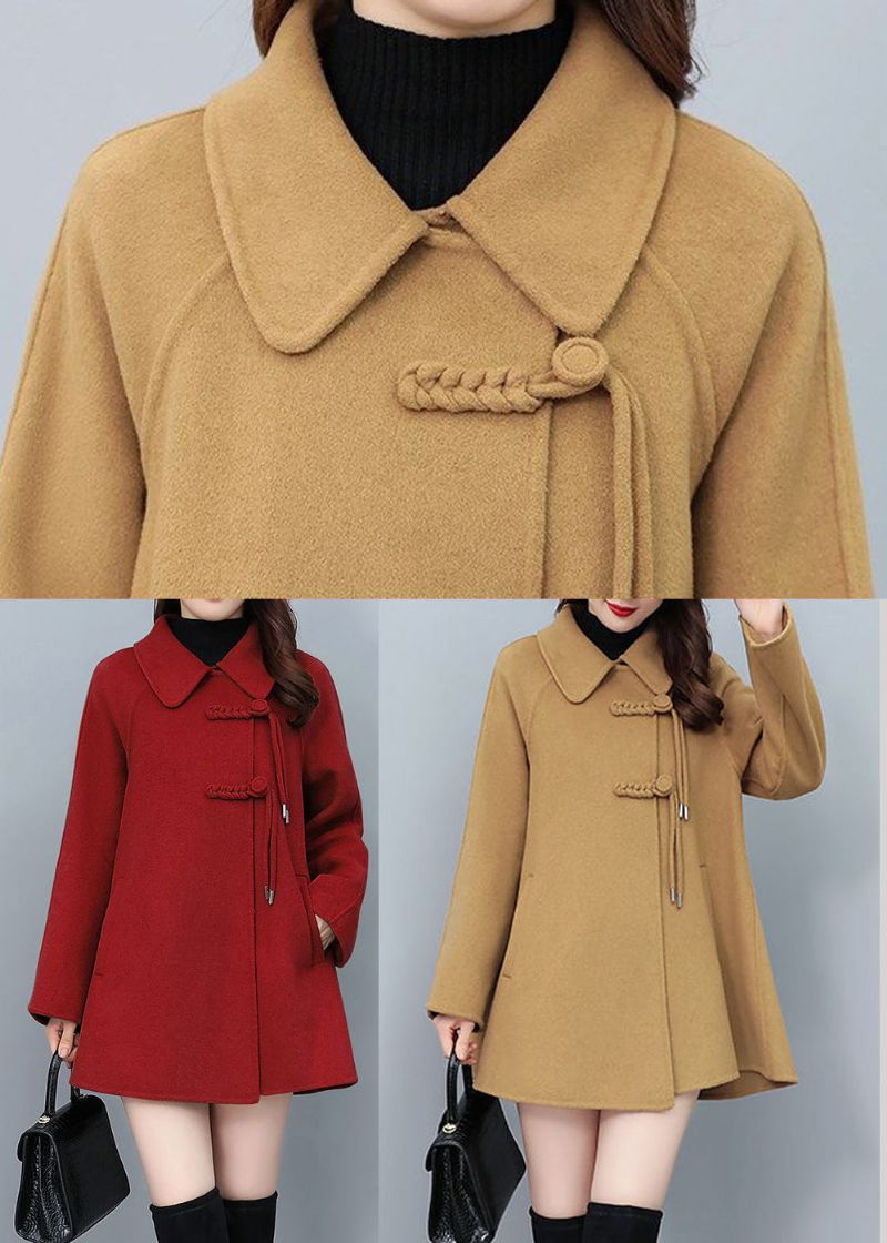 Boutique Camel Wollen Jas Met Chinese Knopen En Kwastjes Winter - Dames winterjassen