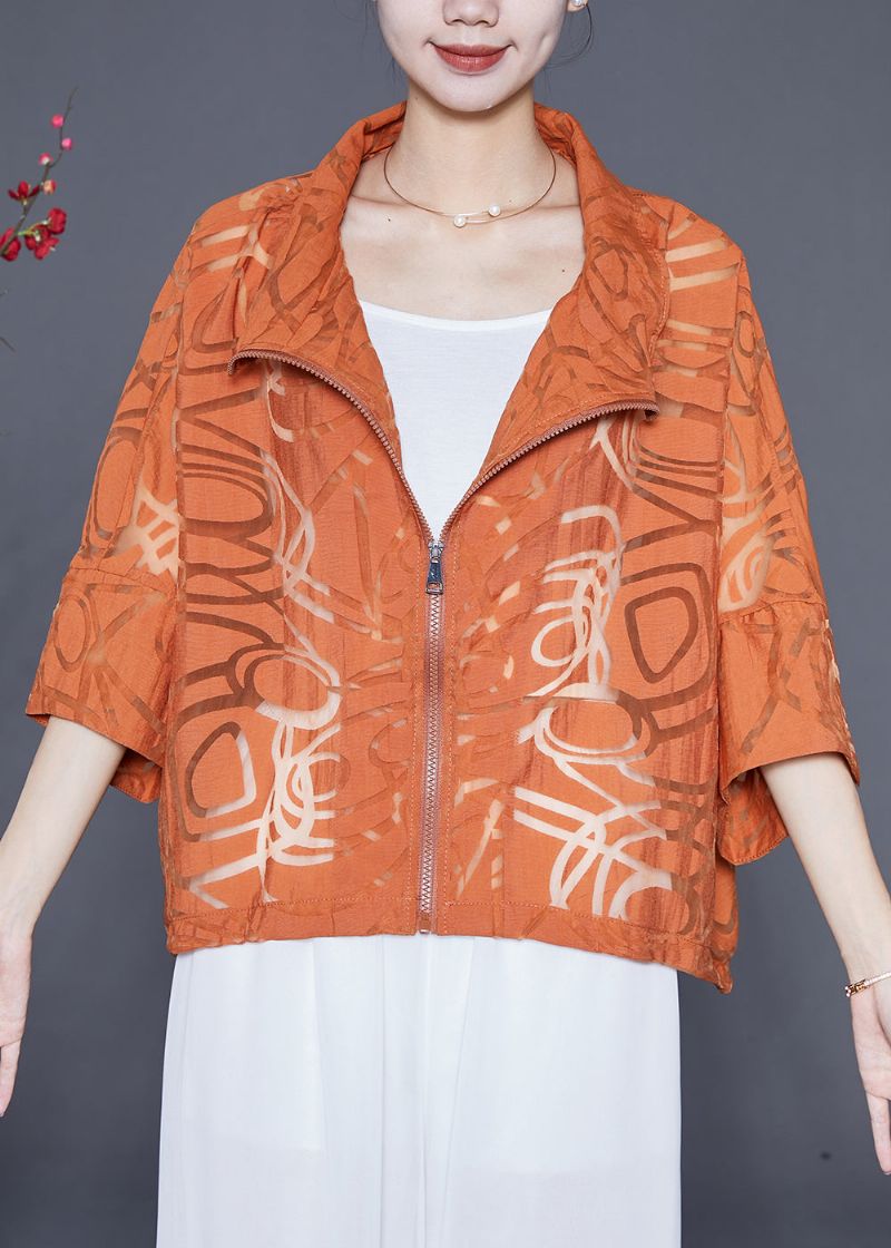 Boutique Oranje Oversized Uitgeholde Katoenen Jas Met Vleermuismouw - Dames winterjassen