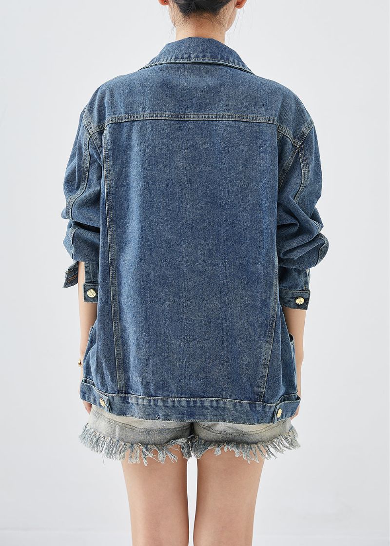 Dames Blauwe Oversized Zakken Denimjassen Herfst - Dames winterjassen