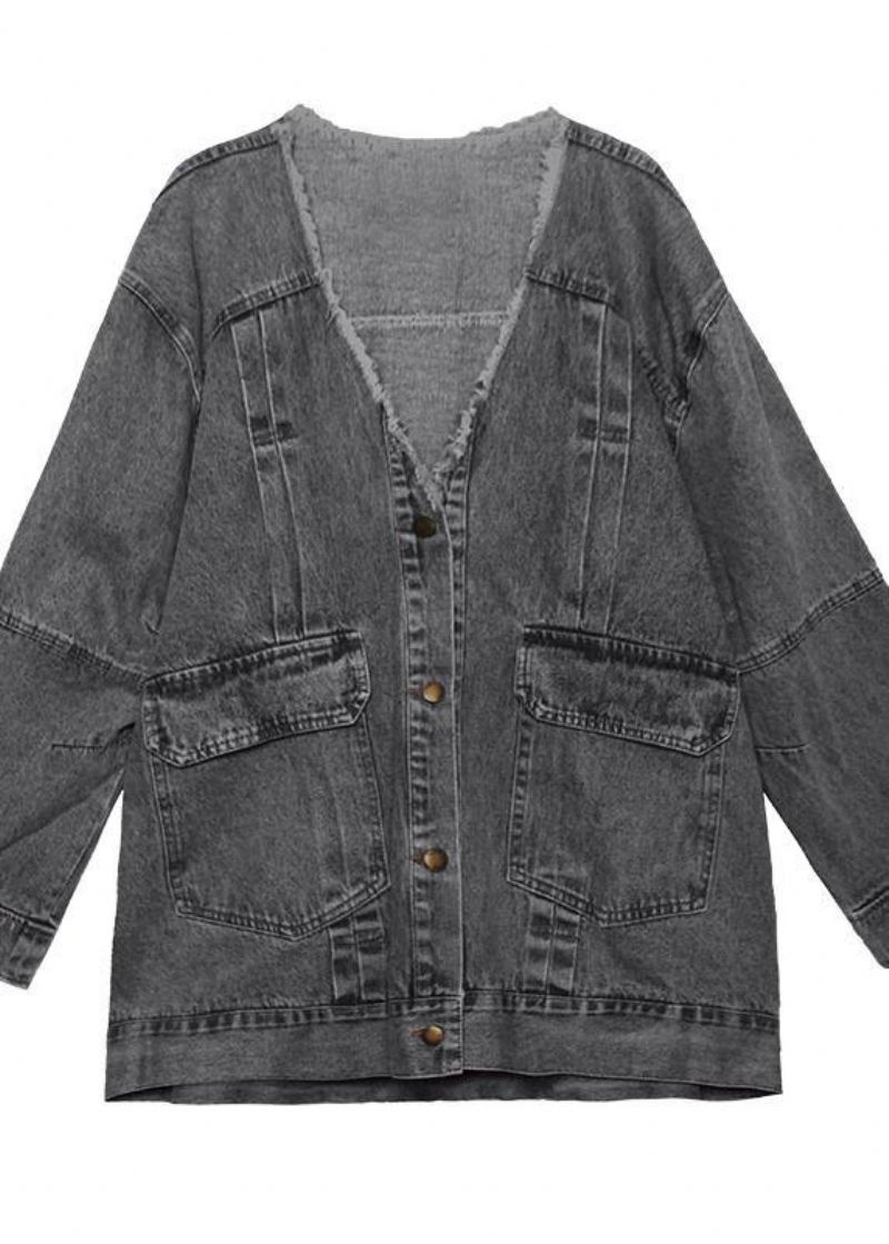 Dames Denimblauw Fijne Trenchcoat Shape Button Down Uitloper - Blauw