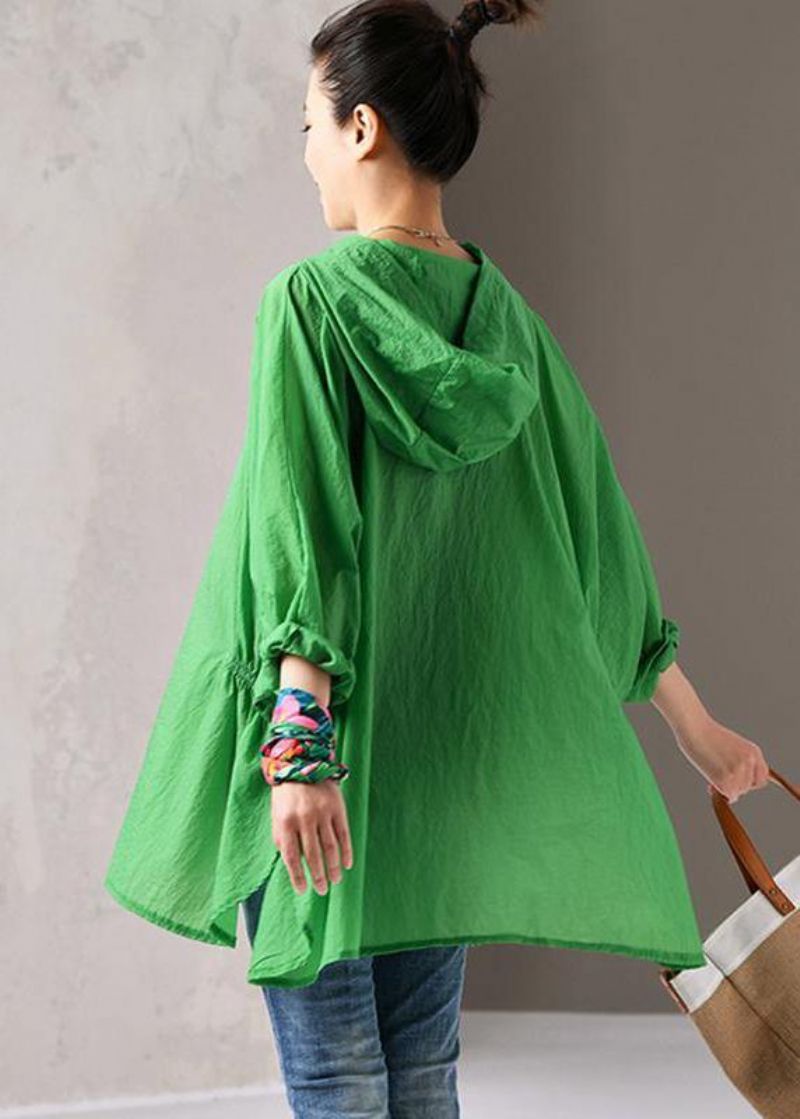 Dames Katoenen Shirts Pakistaanse Groene Zomer Dunne Zonlichtbestendige Jas - Dames winterjassen