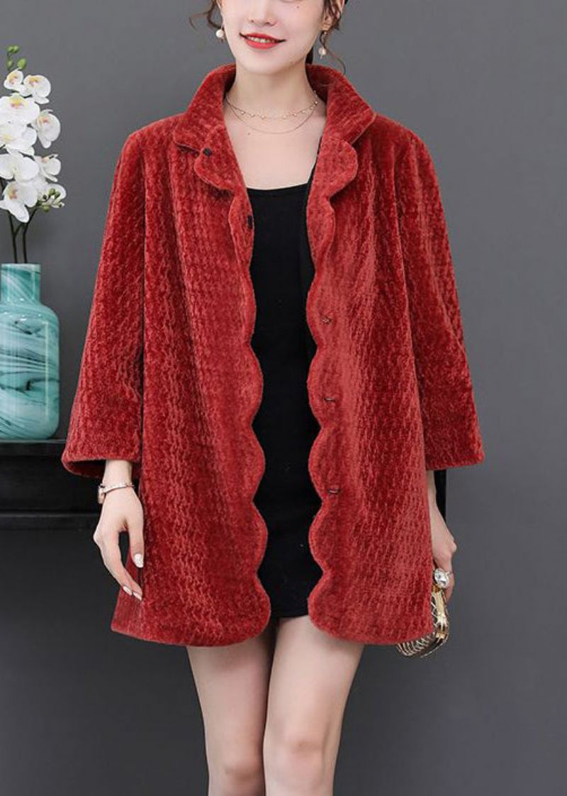 Dames Watermeloen Rood Oversized Dikke Kasjmier Jassen Winter