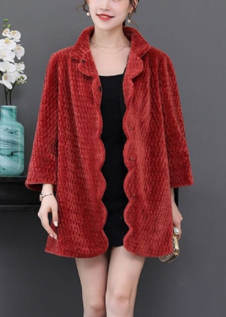 Dames Watermeloen Rood Oversized Dikke Kasjmier Jassen Winter