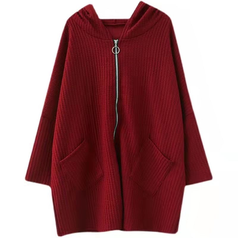 Dikke Rode Casual Jassen Plussize Capuchon Dik - Rood