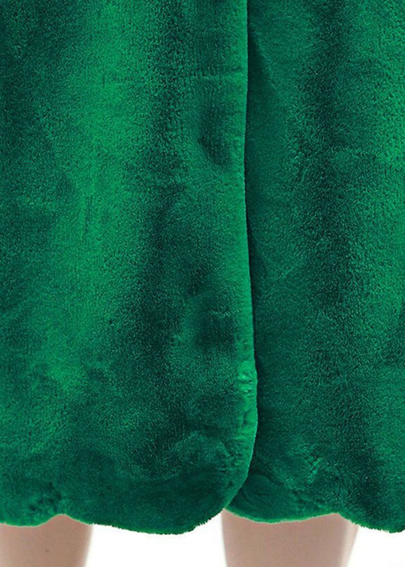 Franse Groene Oversized Dikke Pluizige Vacht Jassen Winter - Dames winterjassen