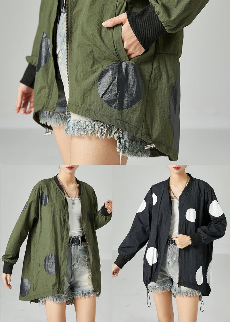 Franse Legergroene Oversized Patchwork Zijden Jassen Met Trekkoord Lente - Dames winterjassen