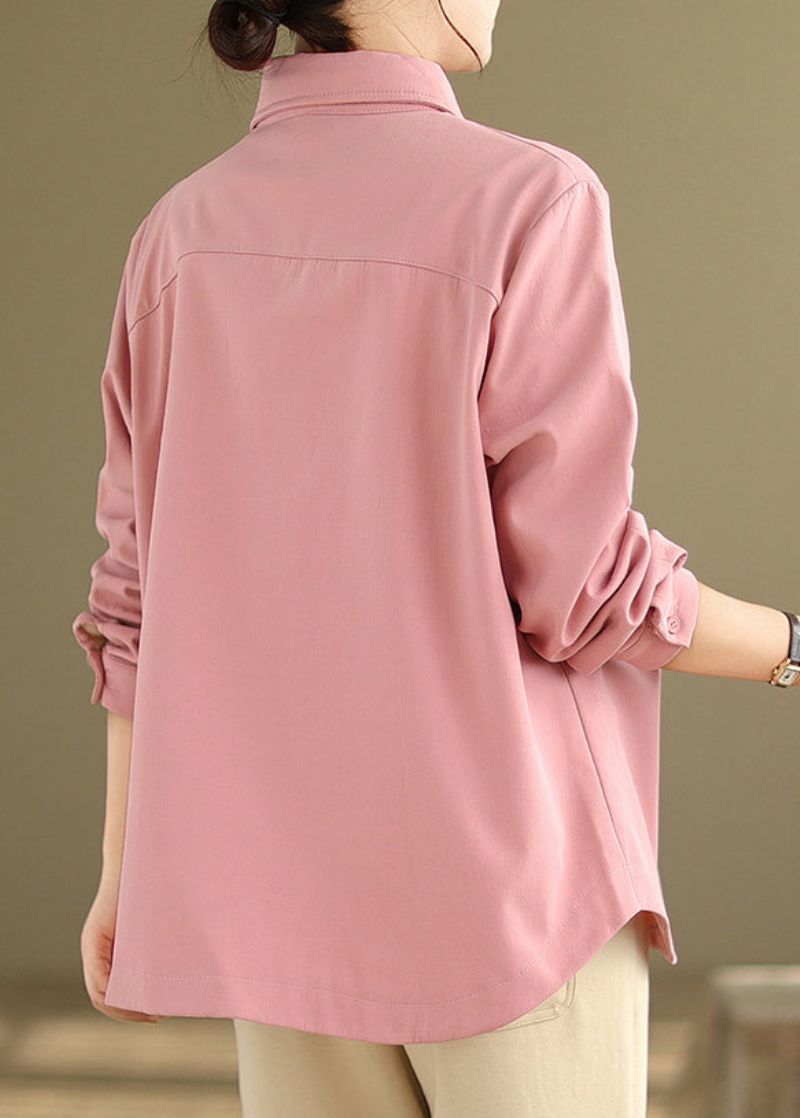 Franse Roze Oversized Zakken Fleece Wol Gevoerde Jassen Winter - Dames winterjassen