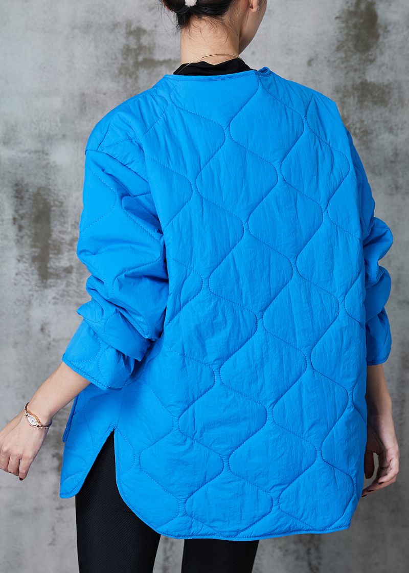 Grote Maat Blauw Oversized Zakken Fijn Katoen Gevulde Jassen Lente - Dames winterjassen