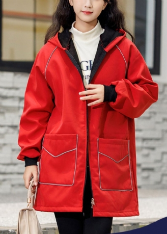 Grote Maat Rood Oversized Zakken Warm Fleece Geul Winter