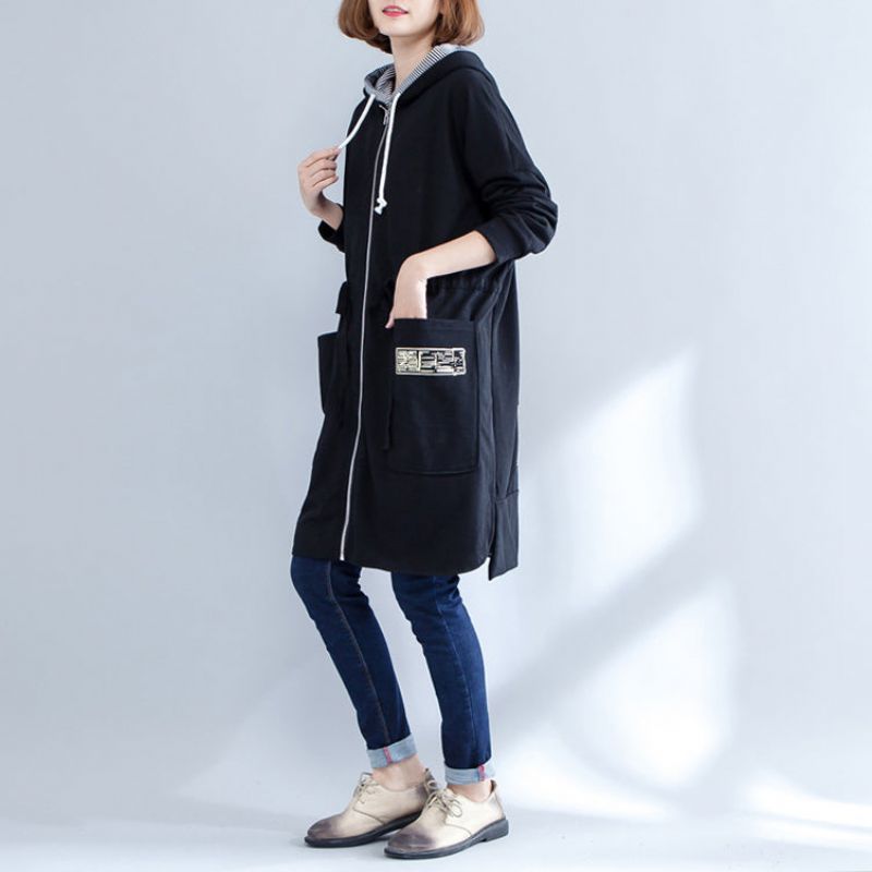 Katoenen Sportvesten Met Winterprints Oversized Casual Jas Met Open Zijkant - Dames winterjassen