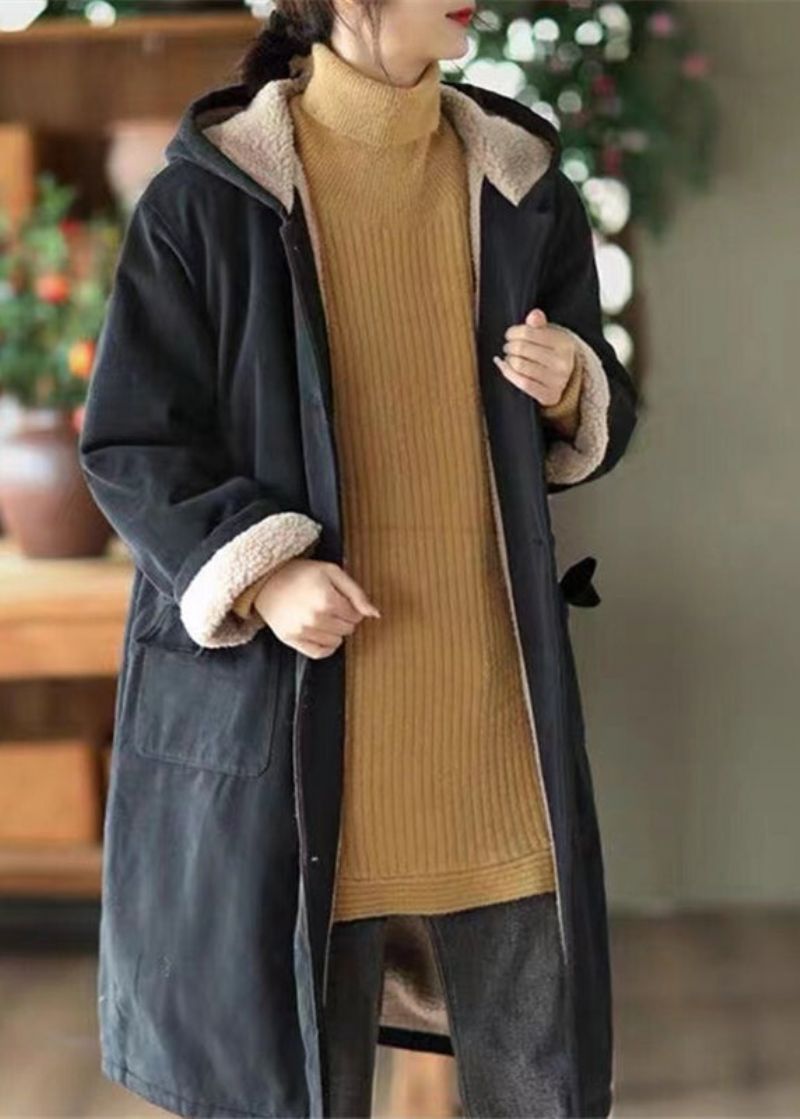 Mode Lichtgroene Oversized Fleecewol Gevoerde Jas Uitloper Winter - Dames winterjassen