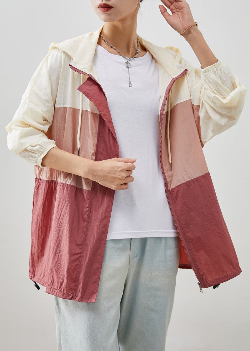 Moderne Oversized Patchwork-jas Met Trekkoord En Colorblock Herfst