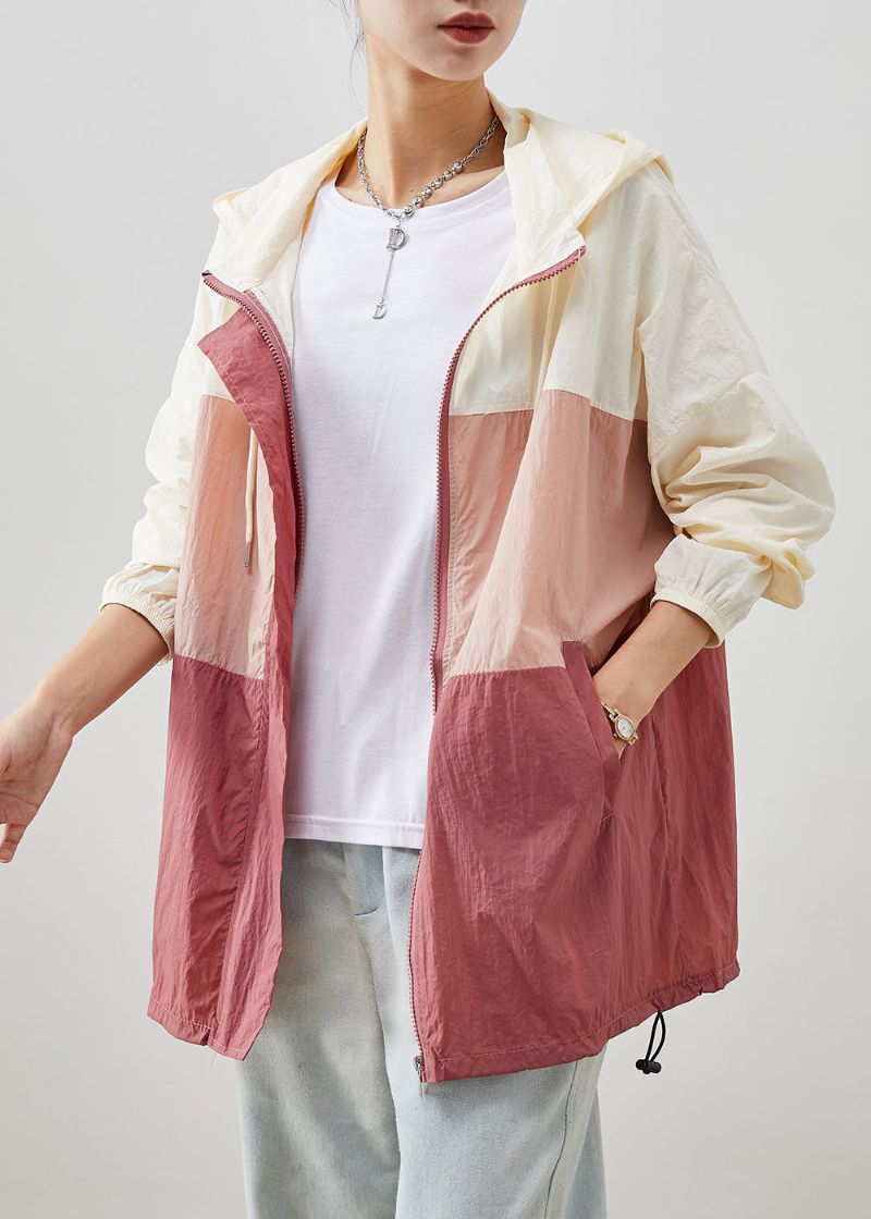 Moderne Oversized Patchwork-jas Met Trekkoord En Colorblock Herfst - Dames winterjassen