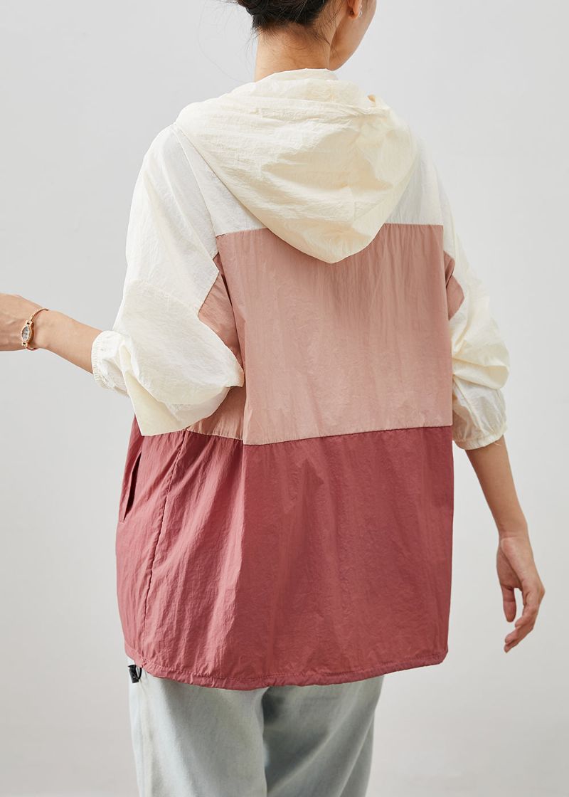 Moderne Oversized Patchwork-jas Met Trekkoord En Colorblock Herfst - Dames winterjassen