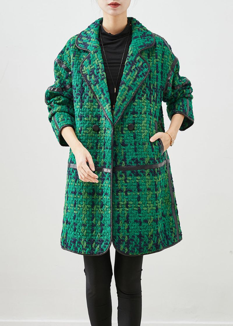 Mooie Groene Oversized Patchwork Katoenen Jas Uitloper Herfst - Dames winterjassen