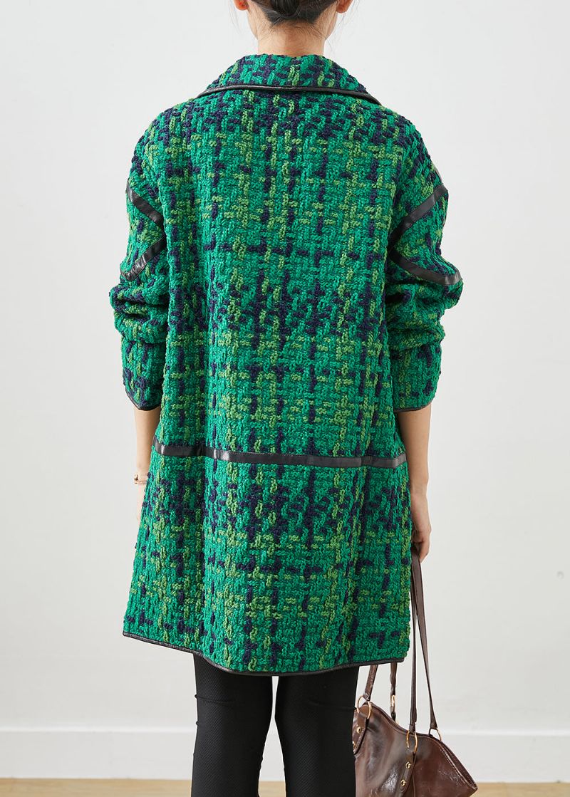 Mooie Groene Oversized Patchwork Katoenen Jas Uitloper Herfst - Dames winterjassen