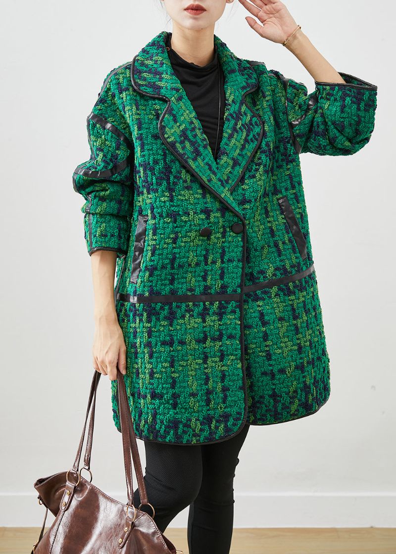 Mooie Groene Oversized Patchwork Katoenen Jas Uitloper Herfst - Dames winterjassen