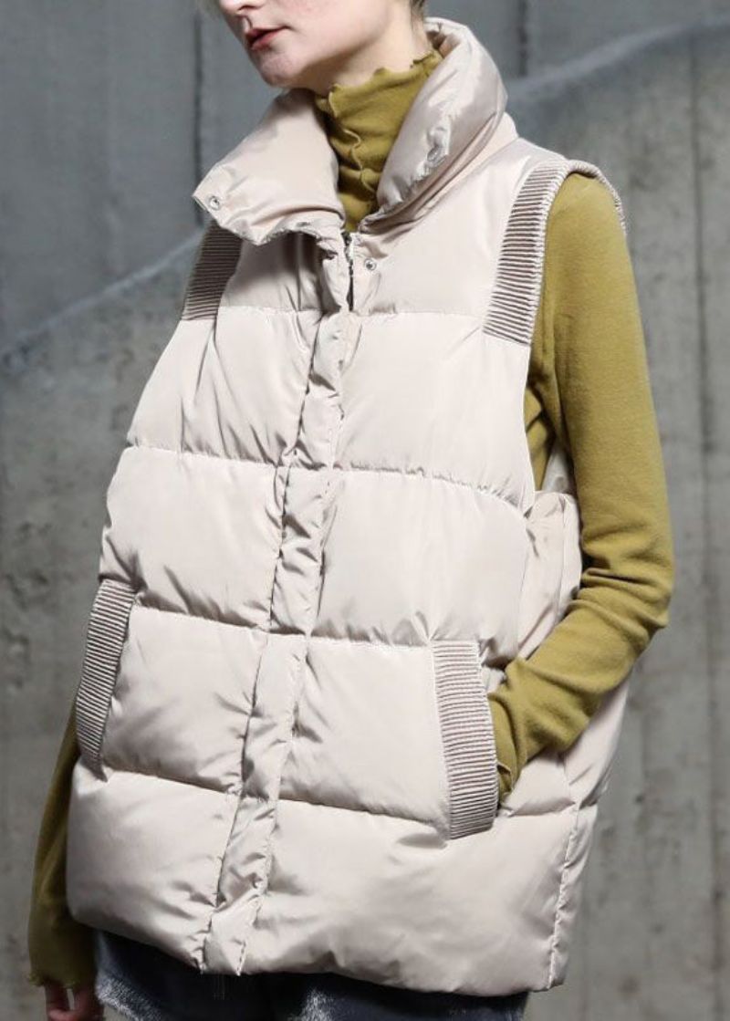 Mouwloos Vest Van Franse Abrikoos Met Ritssluiting En Eendendonsgilet - Dames winterjassen