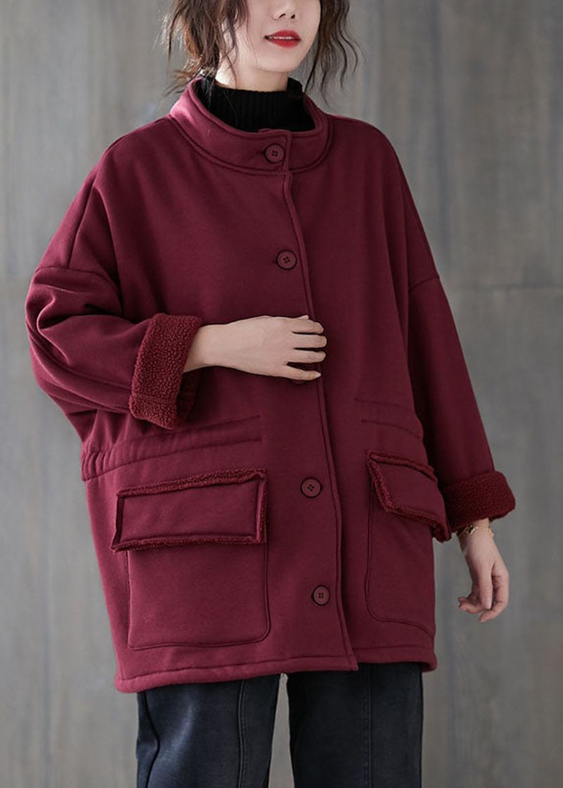 Mulberry Losse Zakken Knoop Herfst Sweatshirt Jas