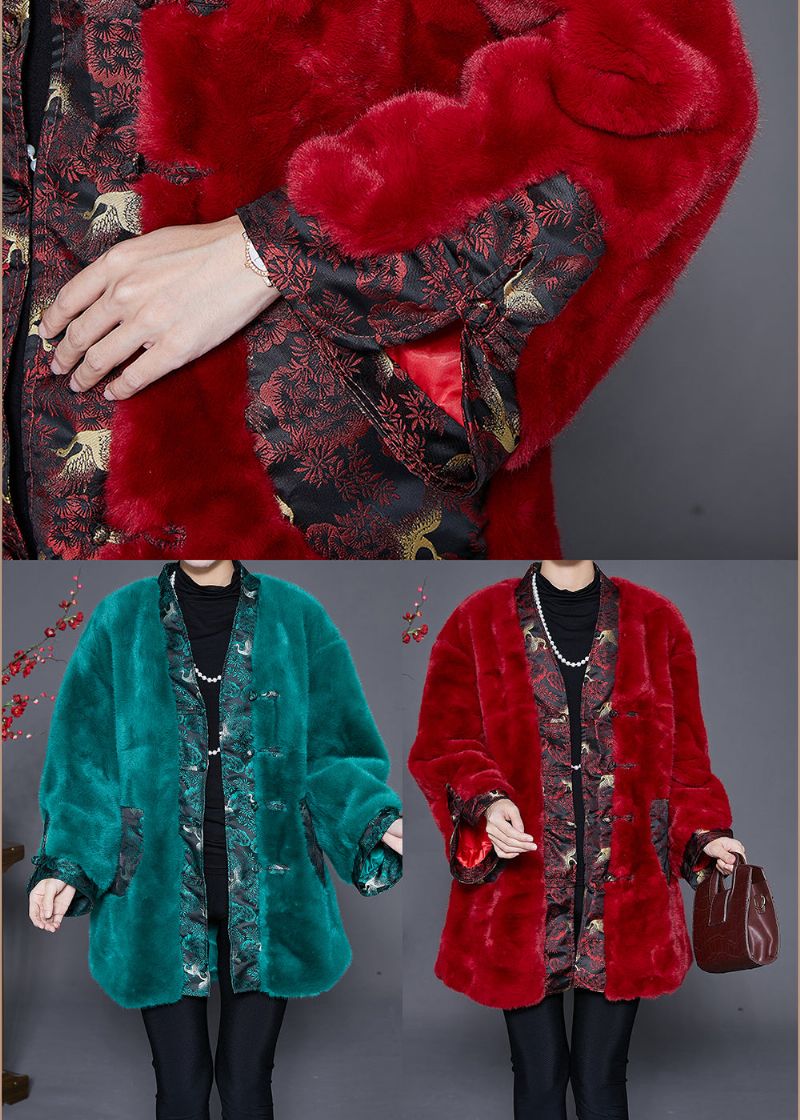 Mulberry Patchwork Nepbontjas Chinese Knop Winter - Dames winterjassen