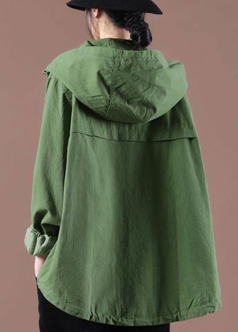 Plus Maat Groene Zakken Hoodie Jas Lente - Groen