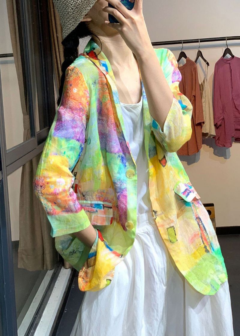 Plus Size Rainbow Tie Dye Linnen Upf 50+ Jasje Zomer