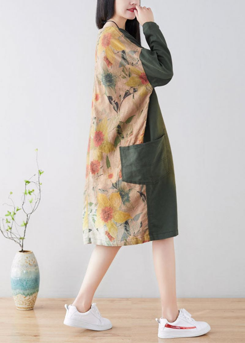 Plus Size Stijlvolle Jas Met Groene Knopenprint Lente - Blauw