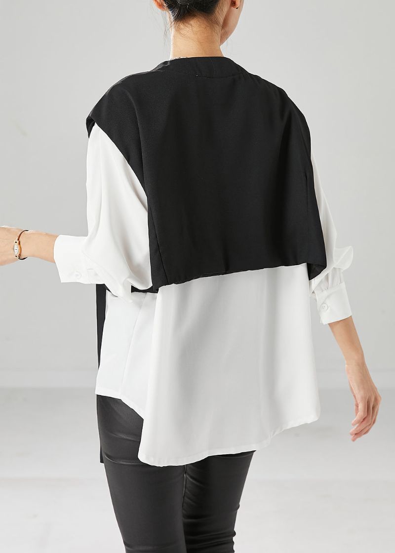 Stijl Colorblock Oversized Patchwork Katoenen Nep Tweedelige Jassen Herfst - Dames winterjassen