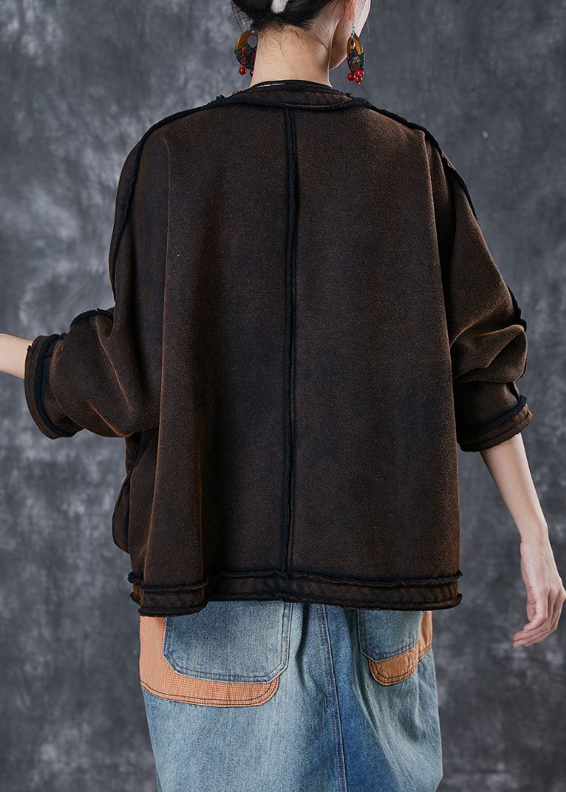 Stijlvolle Chocolade Oversized Zakken Warme Fleecejassen Winter - Dames winterjassen