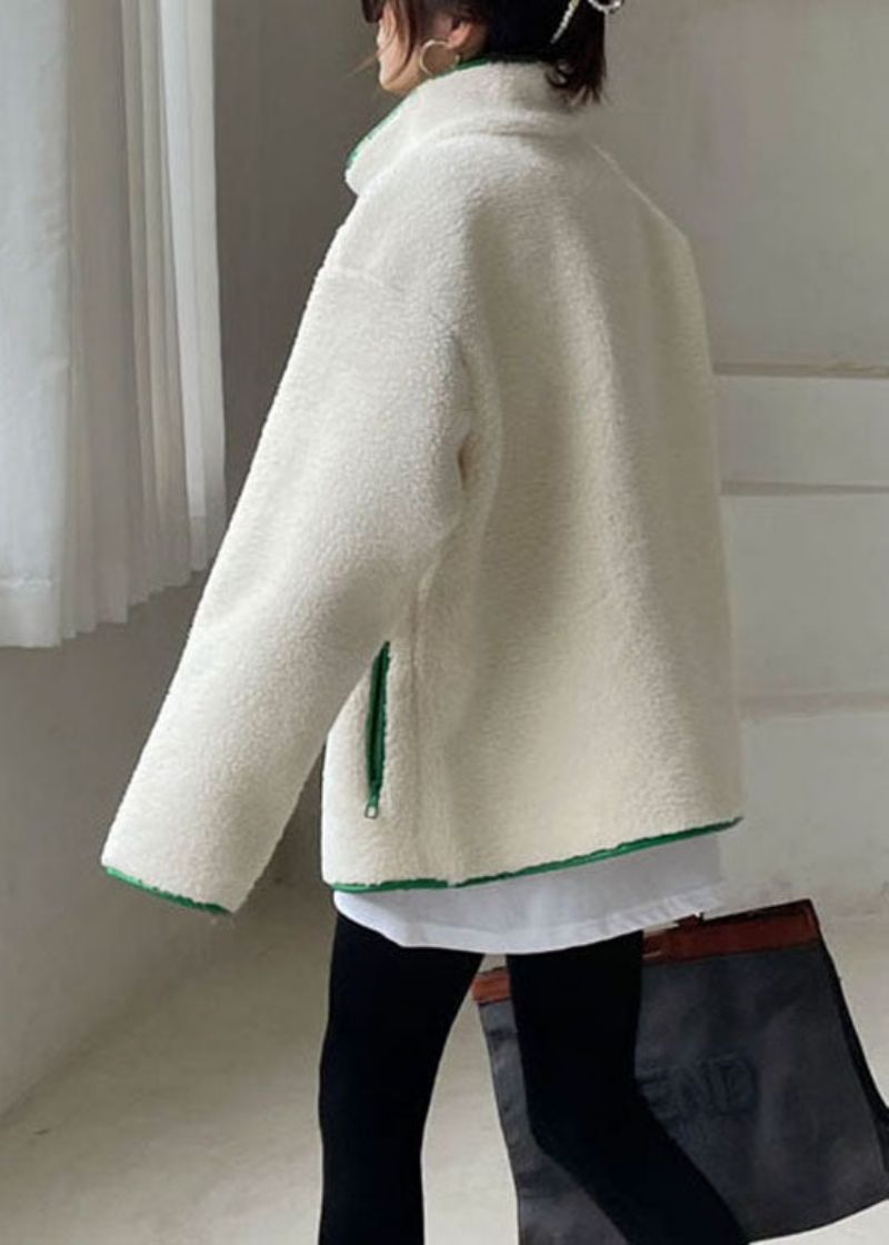 Stijlvolle Groene Winterjas Met Patchwork En Imitatiebont Met Ritssluiting - Dames winterjassen